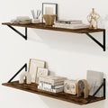 Deep Floating Shelves 36W x 8D Set of 2 - Rustic Brown Display Ledge