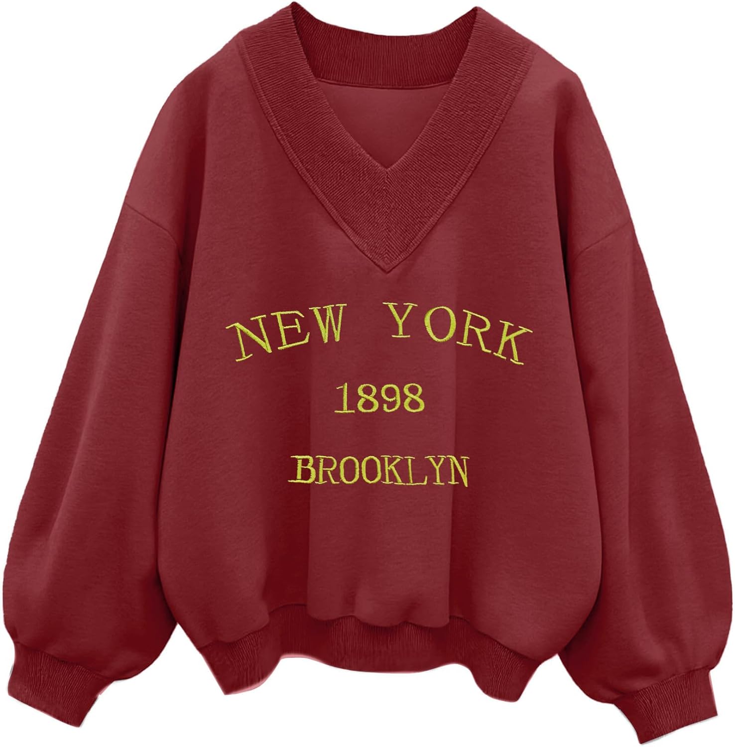 Oversized V Neck Sweatshirts for Women - Casual Drop Shoulder Style