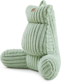 Faux Fur Reading Pillow with Pocket for Sitting in Bed - Sage Green