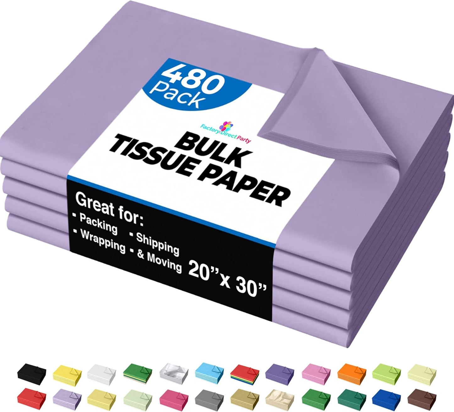 Lavender Tissue Paper for Gift Bags - 480 Sheets Bulk Pack