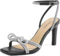 Women's Square Toe Rhinestone Slingback Heels - 3in Sparkly Bowknots