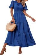 Women's Boho Floral Maxi Dress - Flowy Smocked Waist Casual