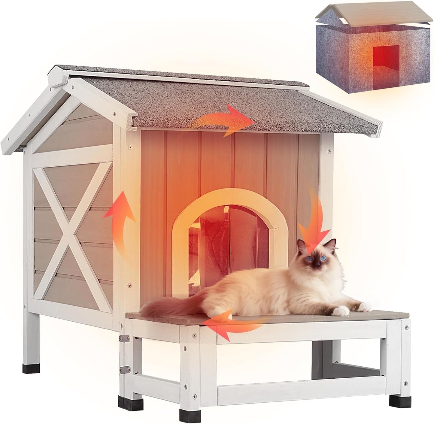 Outdoor Cat House with Insulated Liner for Winter Comfort
