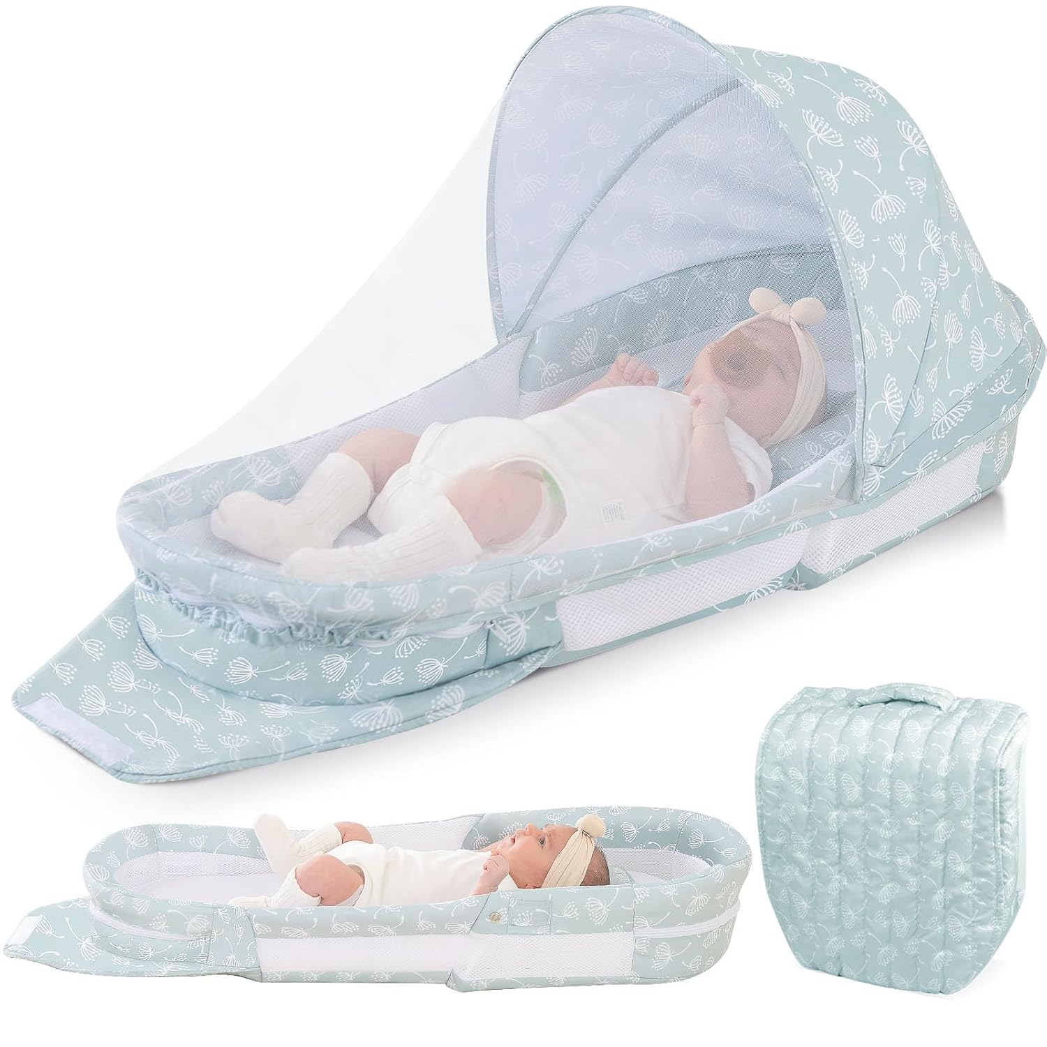 Portable Baby Lounger Bag with Removable Mosquito Net for Travel