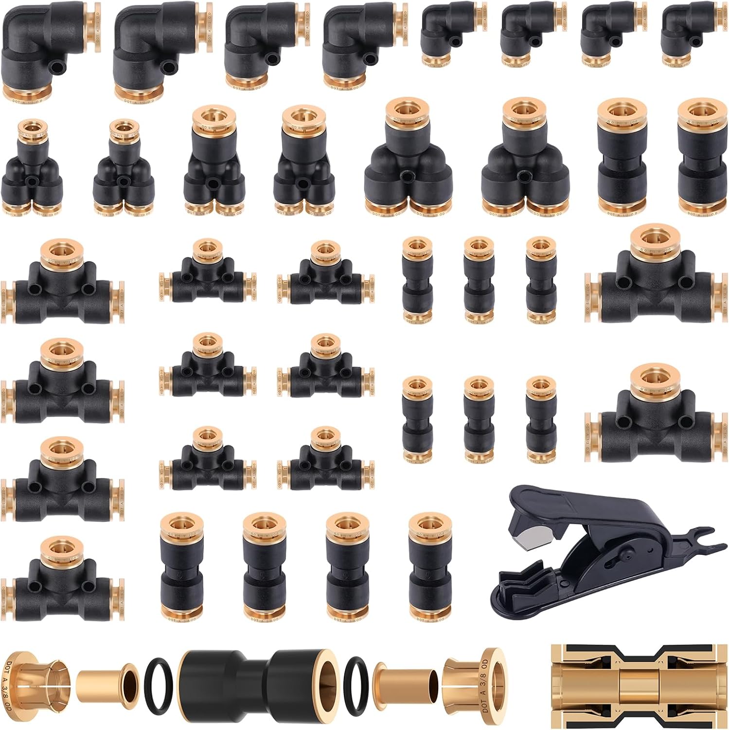 CheeMuii 39 PCS DOT Air Line Quick Connect Fittings for Trucks