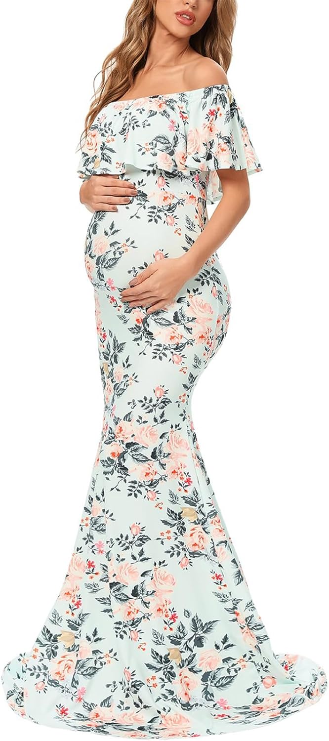 Elegant Off Shoulder Maternity Dress for Stunning Photoshoots