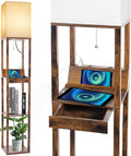 RUNTOP Floor Lamp with Shelves and Wireless Charging Station