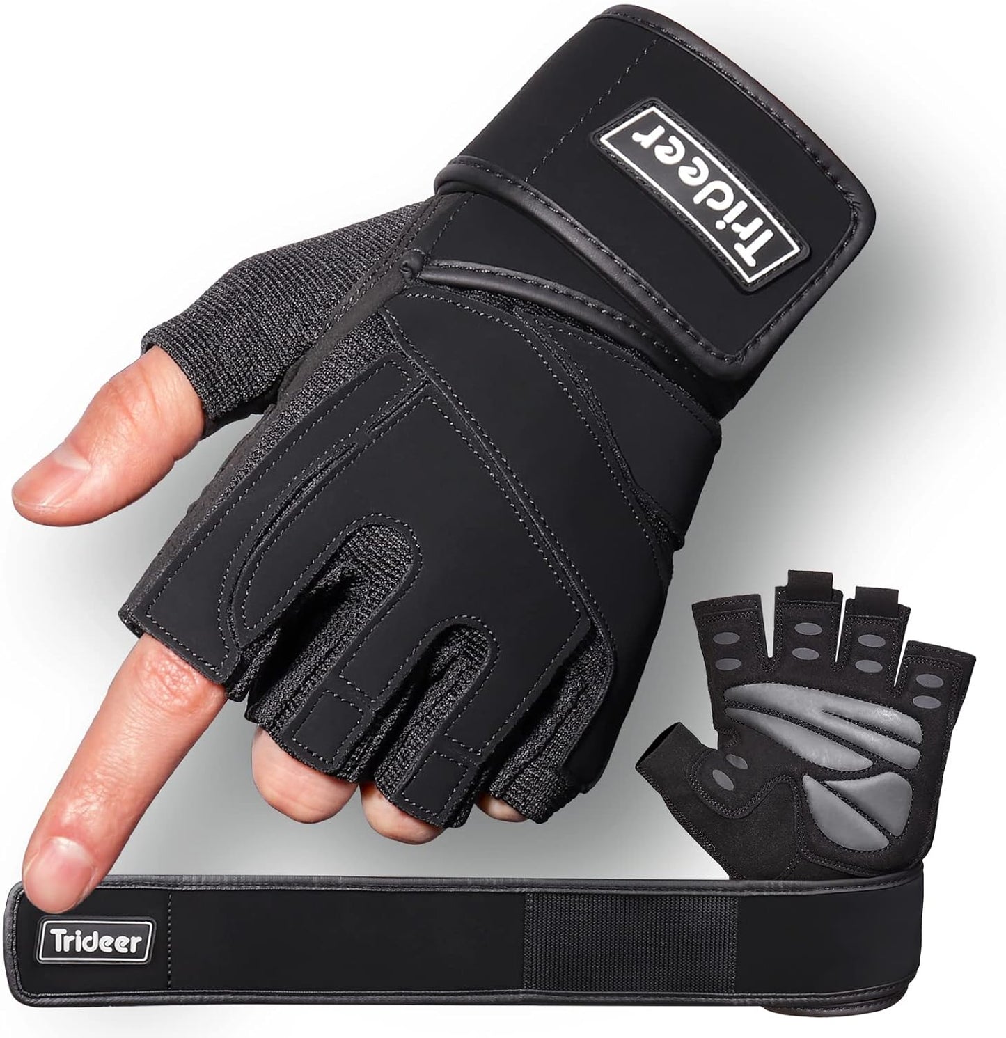 Trideer Men's Padded Workout Gloves - Ultimate Support & Grip