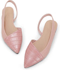 LAICIGO Women's Pointed Toe Slingback Flats - Snakeskin Style