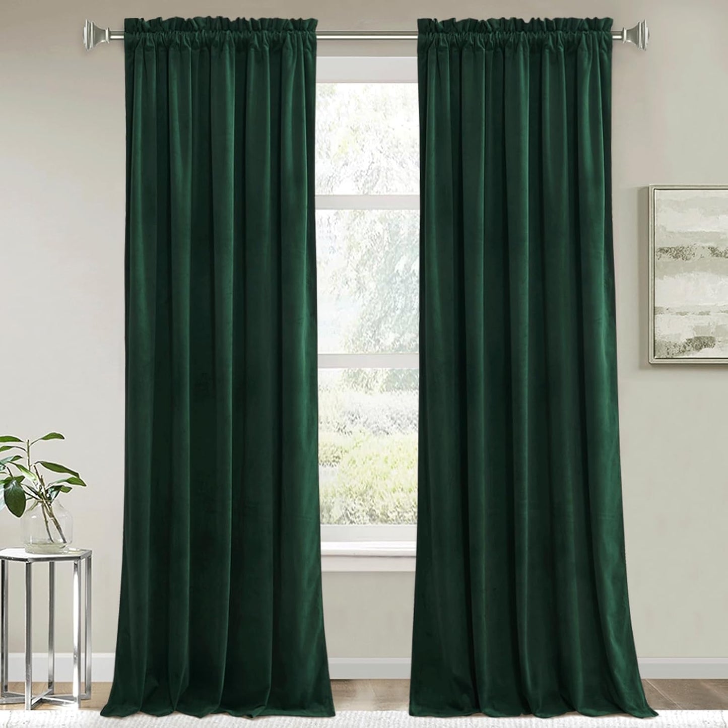 RYB HOME Velvet Curtains 102 inches for Bedroom and Living Room