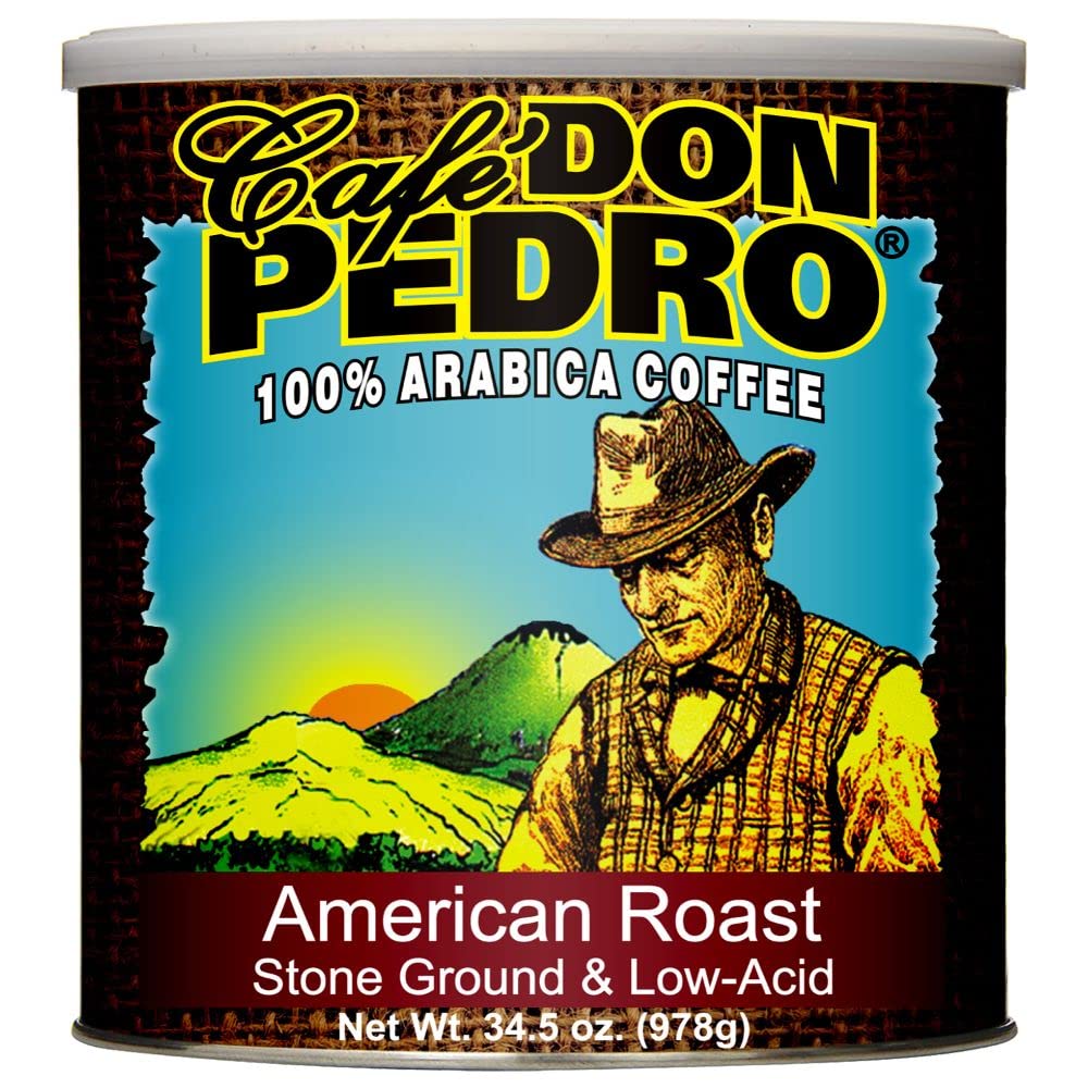 Cafe Don Pedro Low-Acid Coffee Large Can for Sensitive Stomachs
