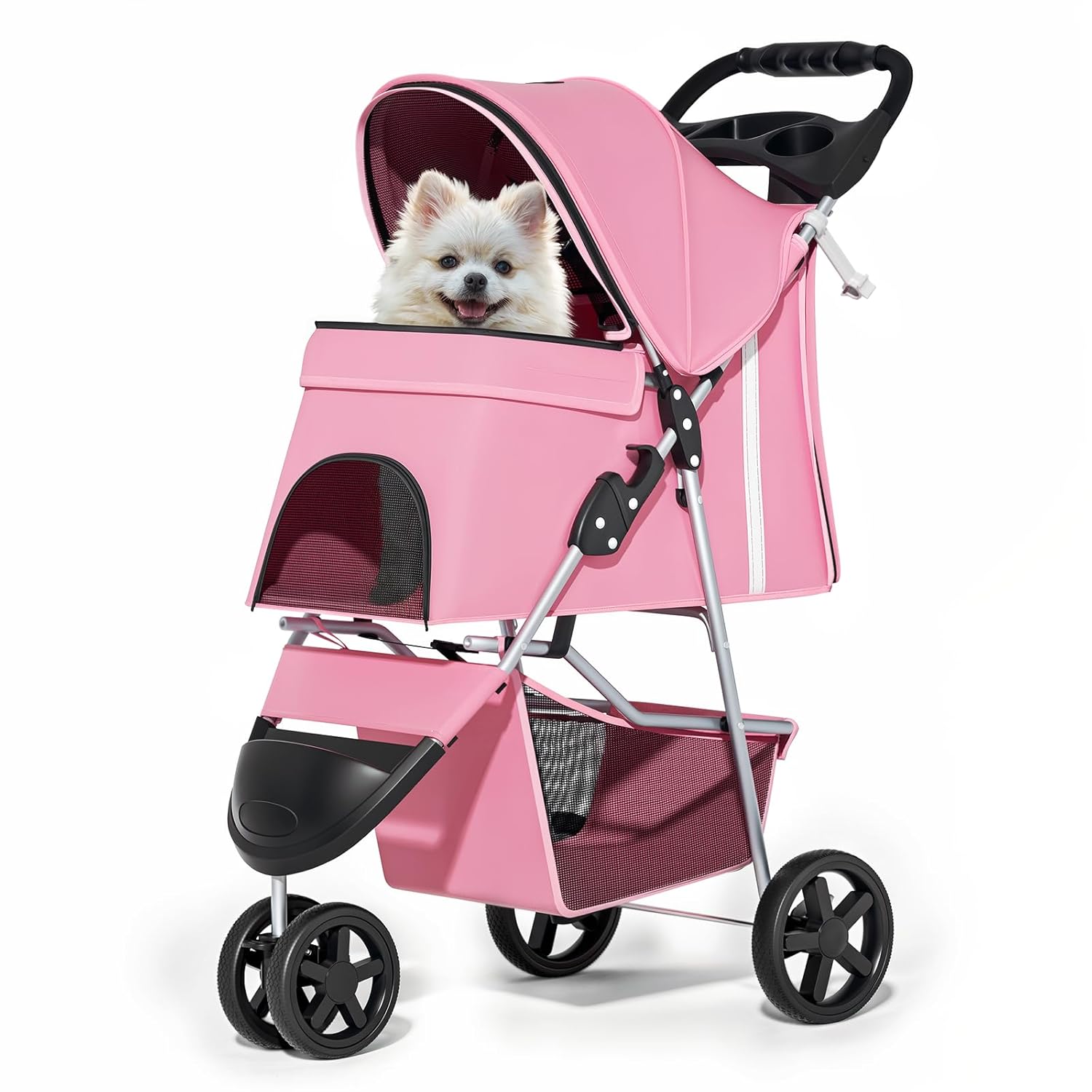 MoNiBloom 3-Wheels Foldable Pet Stroller for Small Dogs and Cats