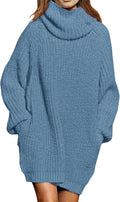 Pink Queen Loose Turtleneck Oversize Long Sweater Dress - Cozy