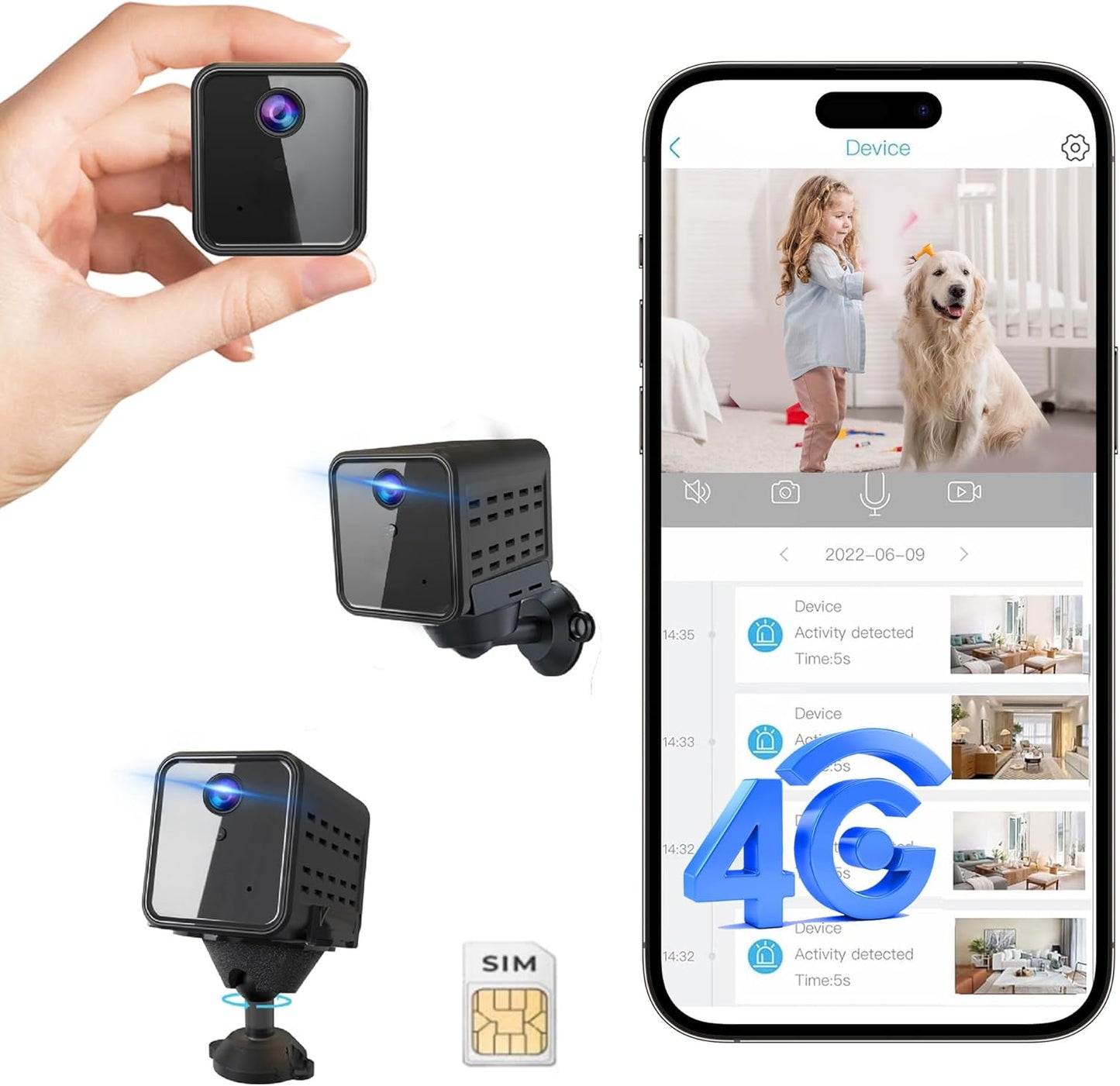 2K Cellular Security Camera with Radar Motion Sensor and SIM Card