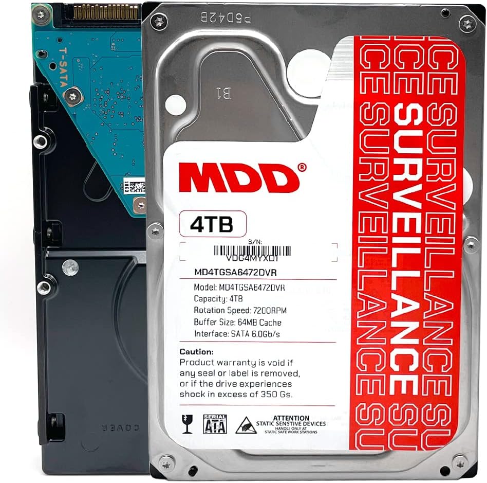 MDD 4TB 7200RPM Internal Surveillance Hard Drive for Heavy Workloads