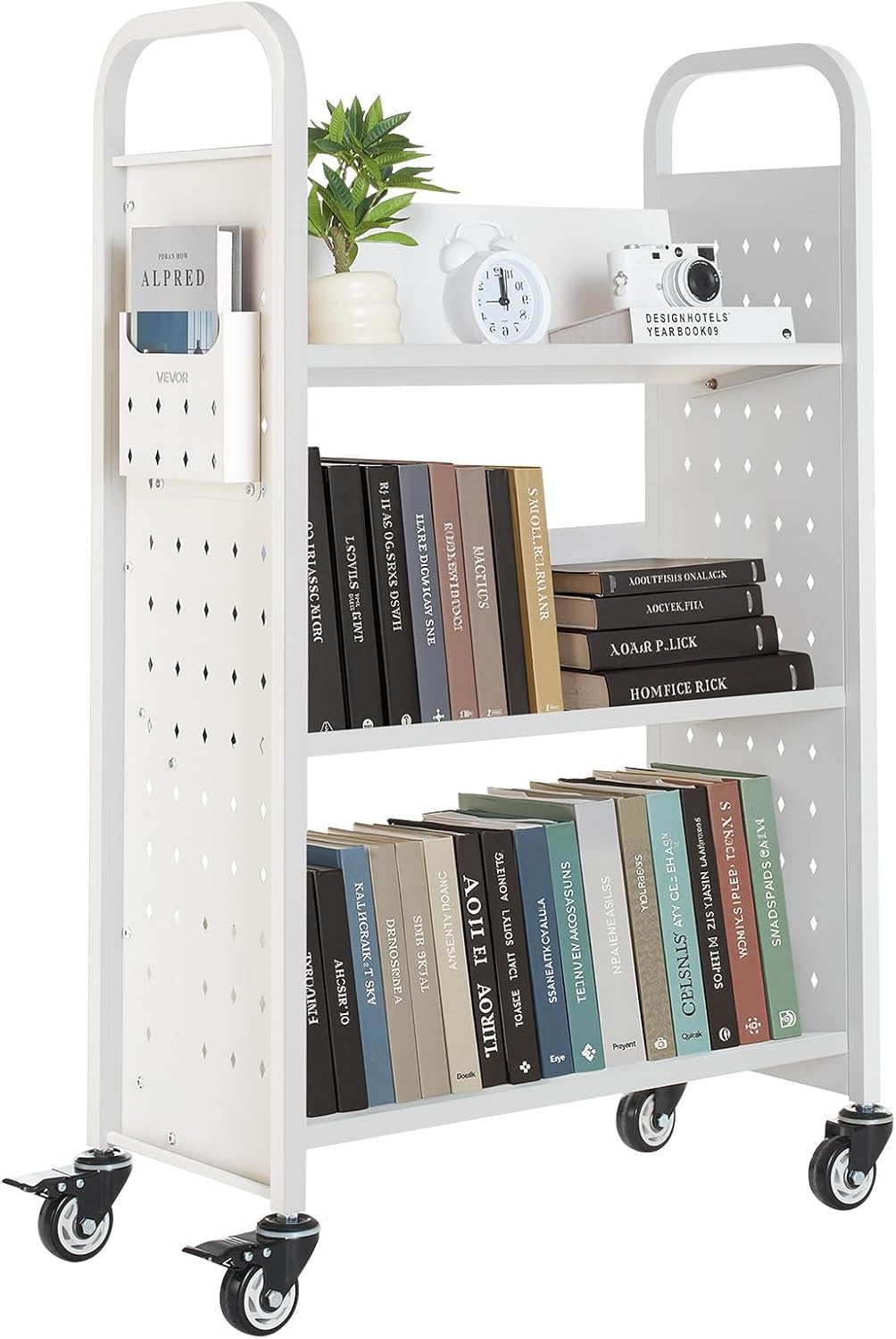 VEVOR Rolling Library Book Cart with 330 lbs Capacity for Home