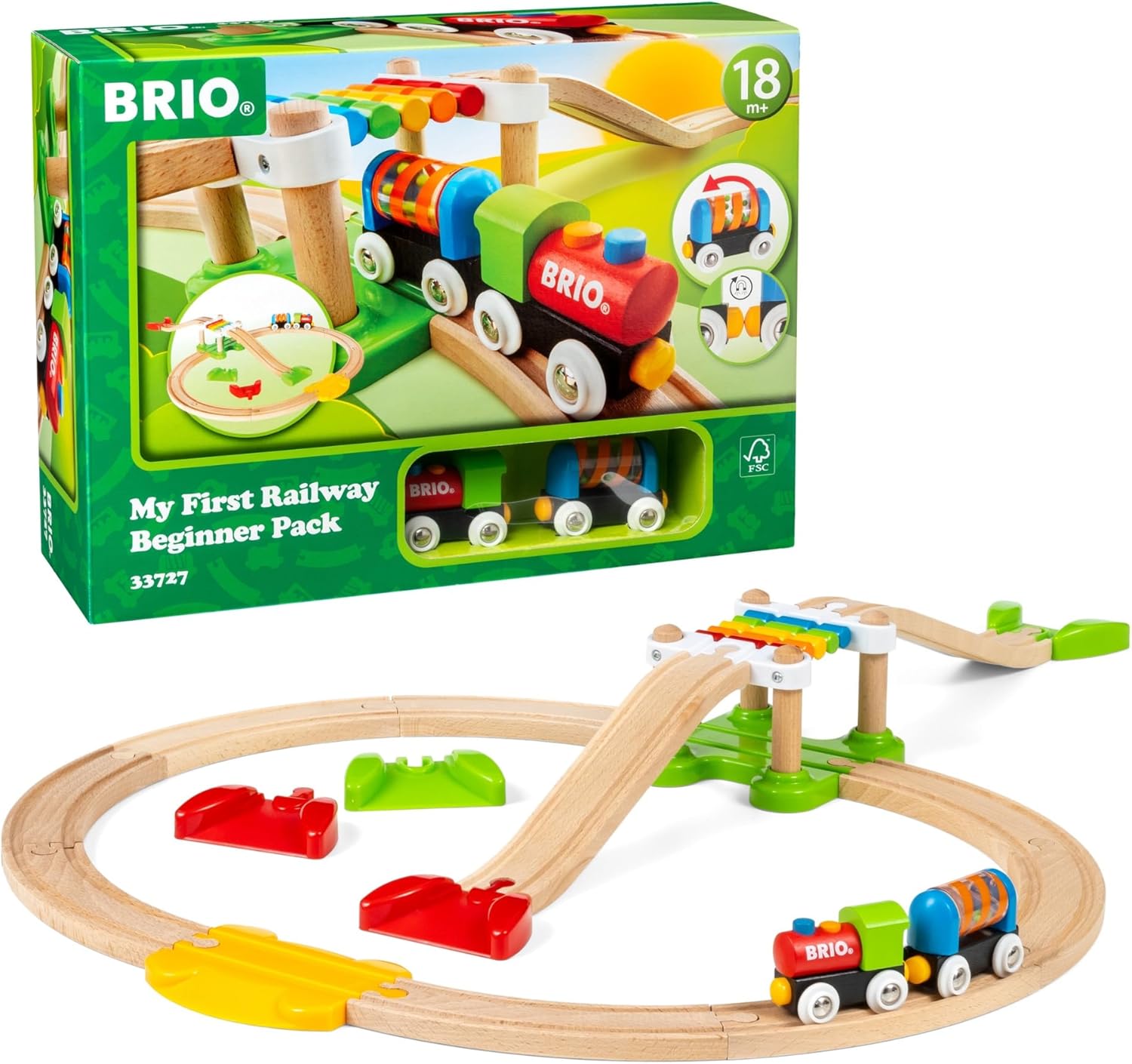 BRIO My First Railway Beginner Pack - 18-Piece Wooden Train Set