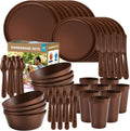 Plastic Dinnerware Sets Brown 40-Piece Reusable Plates Set for 8