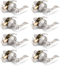 Satin Nickel Interior Door Handles 8 Pack - Privacy Levers