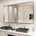 84x32 in Brushed Nickel Bathroom Mirror Rounded Rectangle - Clear HD