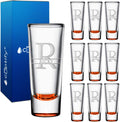 Personalized Shot Glasses Set of 10 Orange Bottom - Custom 2 oz