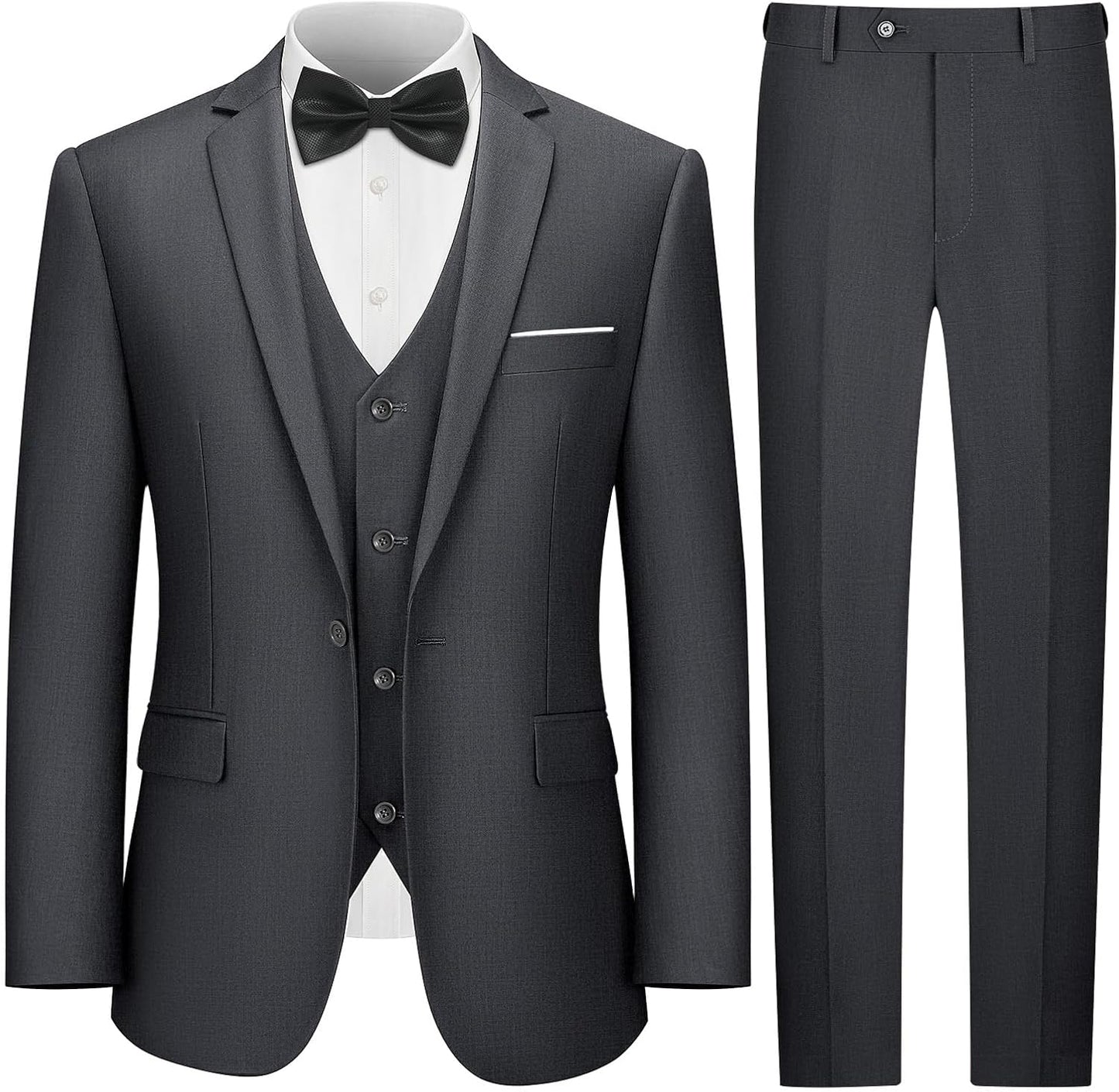 LUPURTY 3 Piece Suits for Men - Slim Fit Tuxedo Blazer Set