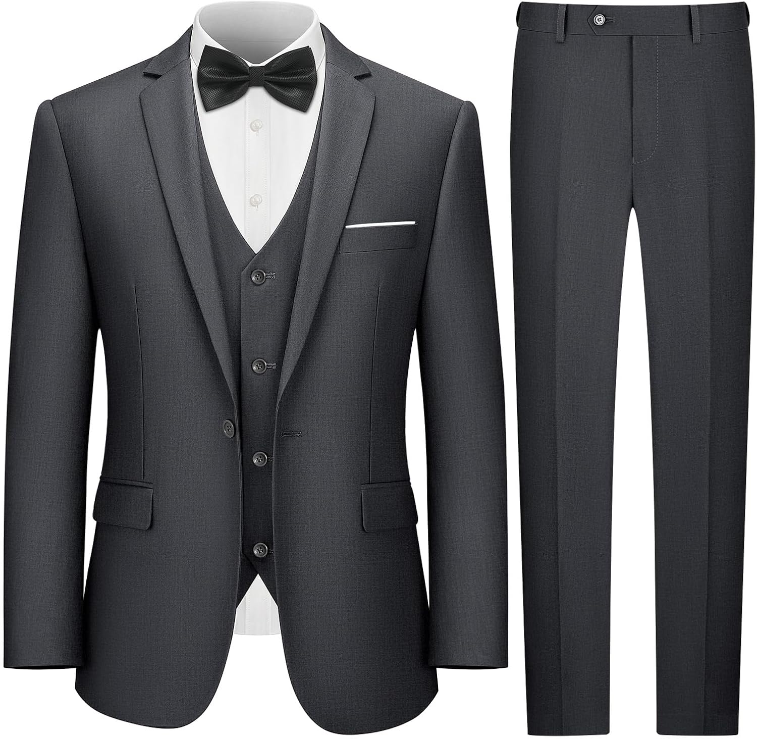 LUPURTY 3 Piece Suits for Men - Slim Fit Tuxedo Blazer Set
