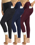 Fleece Lined Leggings Women with Pockets - Warm High Waisted Winter on