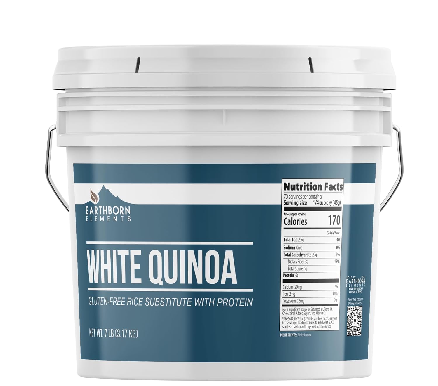 Earthborn Elements White Quinoa in Resealable Bucket, Gluten-Free