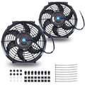 10 Inch Slim Push Pull Radiator Fan Kit 12V 80W Black 2 Pcs