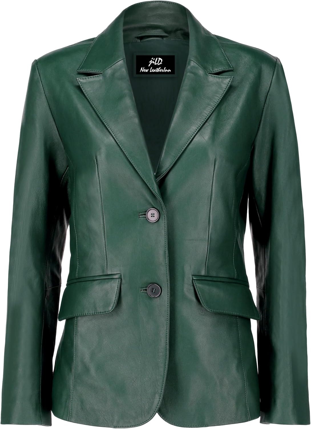 Classic 2-Button Lambskin Leather Blazer for Women - Timeless Style