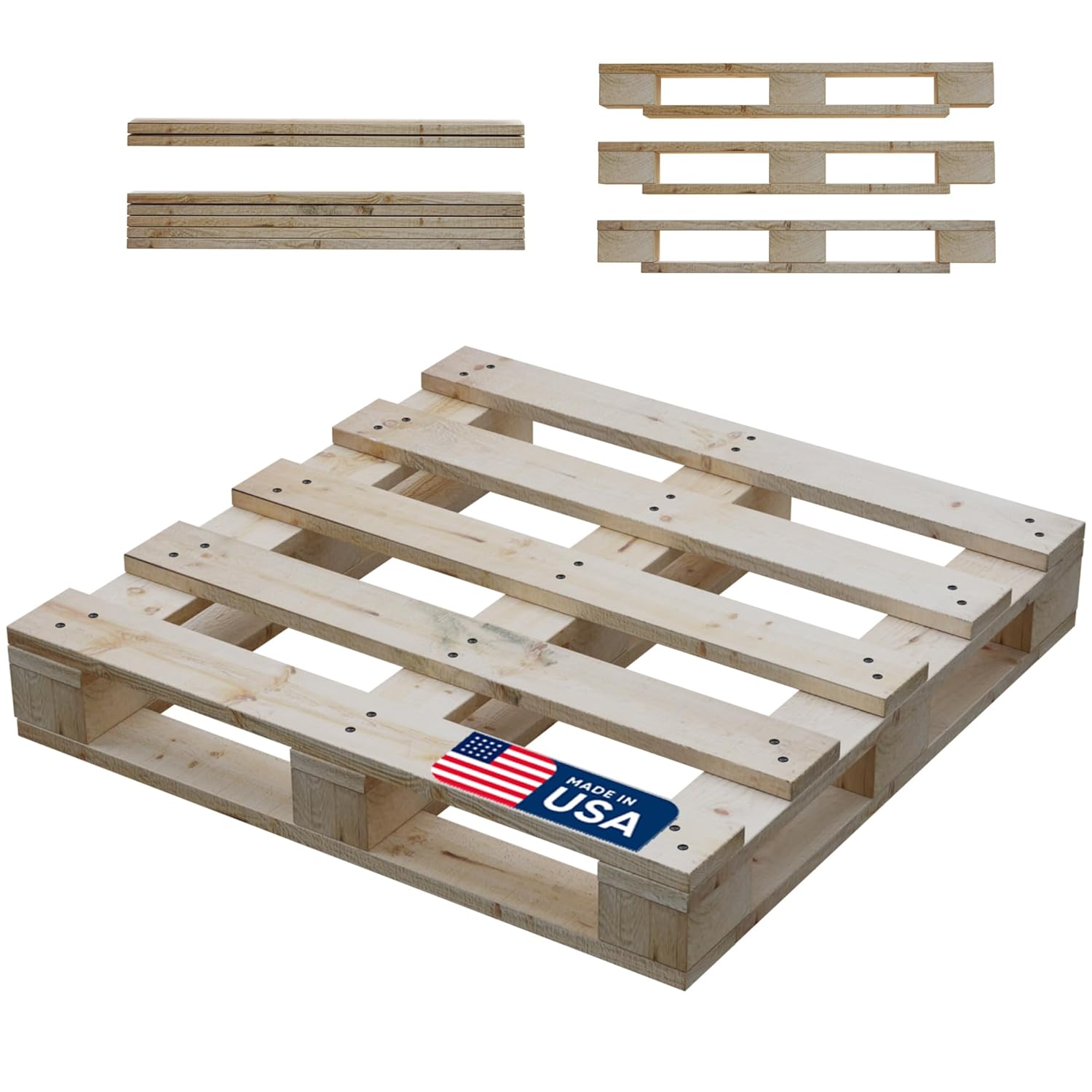 Heavy-Duty Wooden Pallet Kit for Storage and Warehouse Use