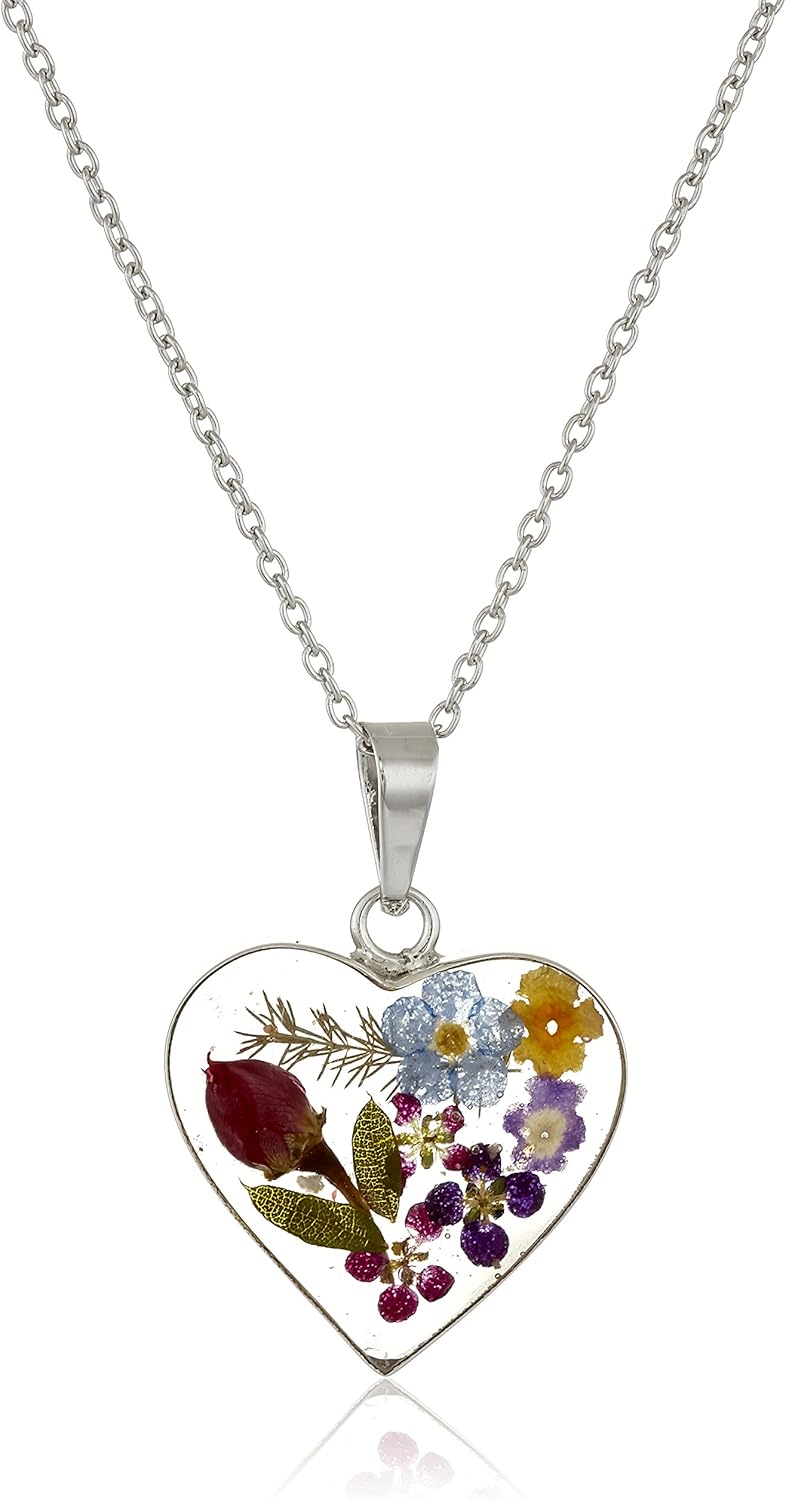 Sterling Silver Pressed Flower Heart Pendant Necklace Review