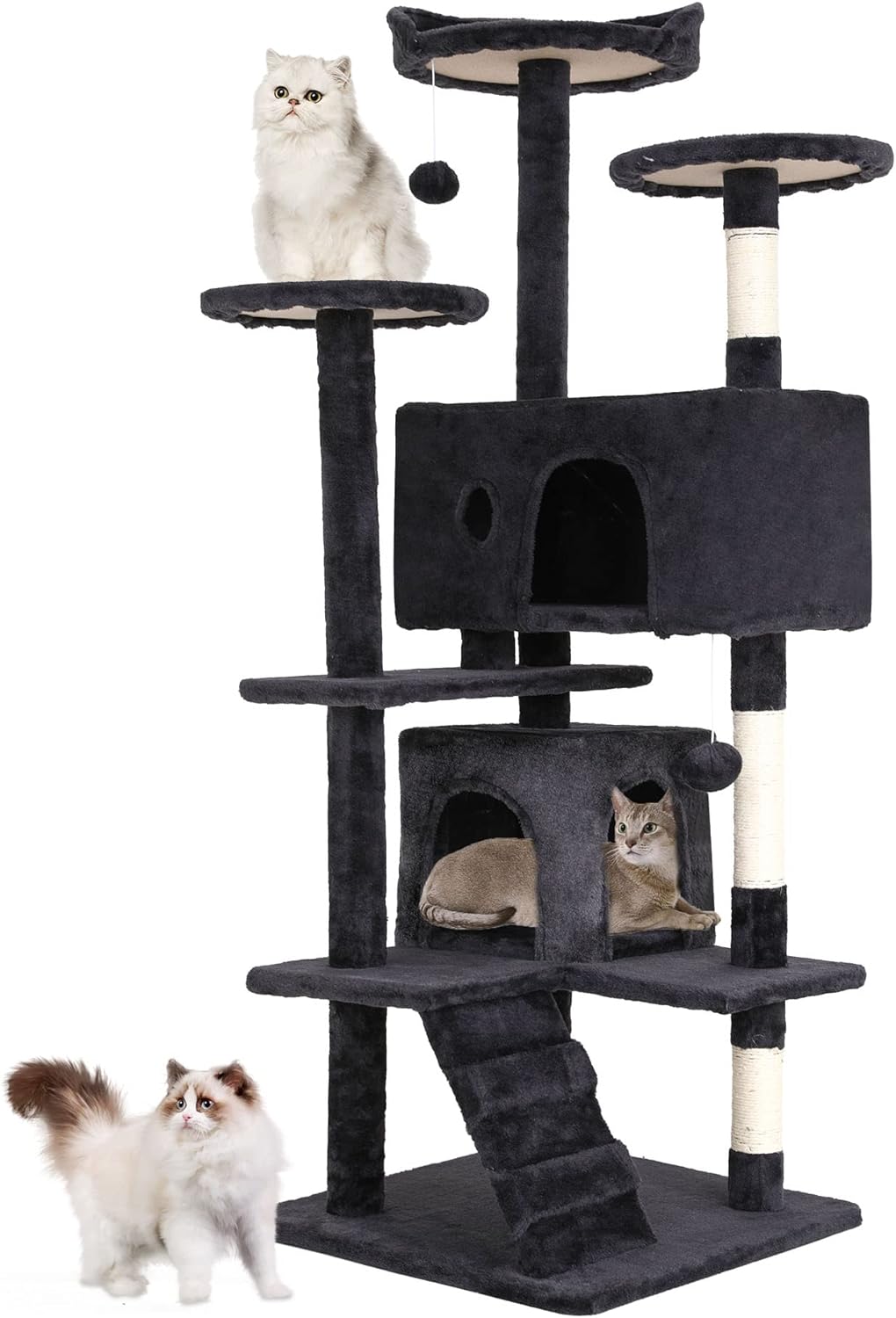54in Multi-Level Cat Tree Tower - Fun & Stylish Pet Haven