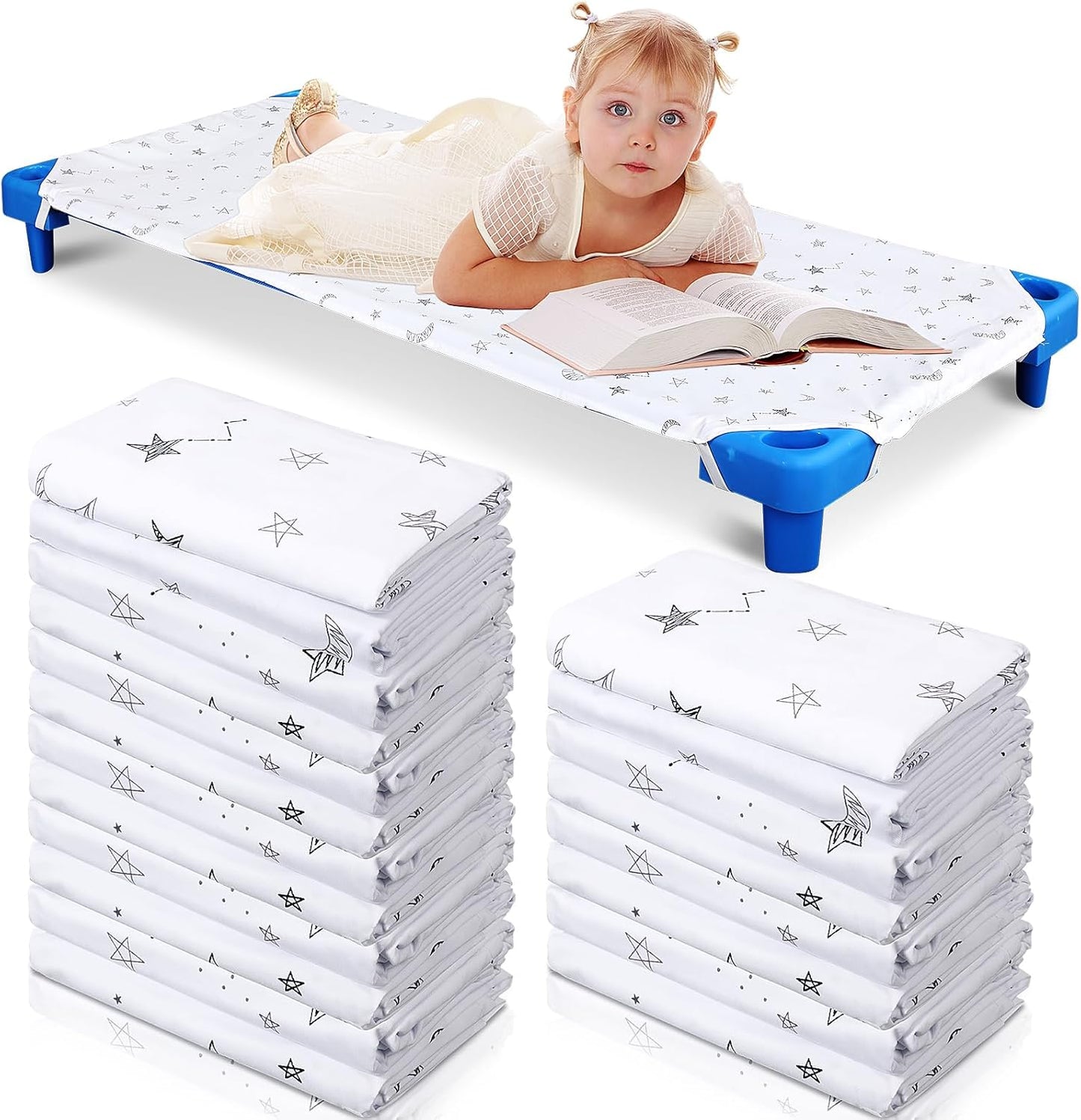 20 Pcs Daycare Cot Sheets for Toddler and Preschool Comfort