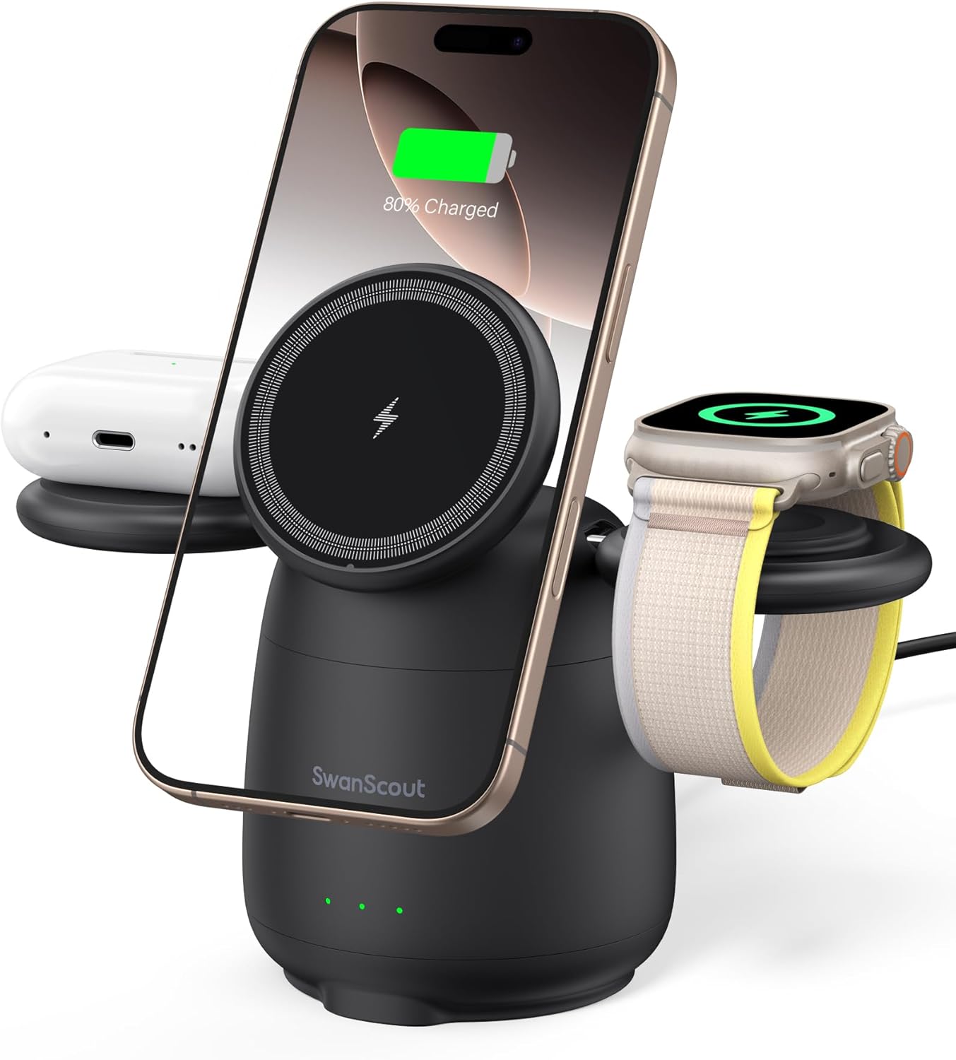 SwanScout 707M 3 in 1 Wireless Charger for iPhone and Apple Watch