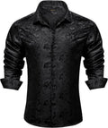 Mens Silk Paisley Dress Shirt - Elegant Jacquard Long Sleeve