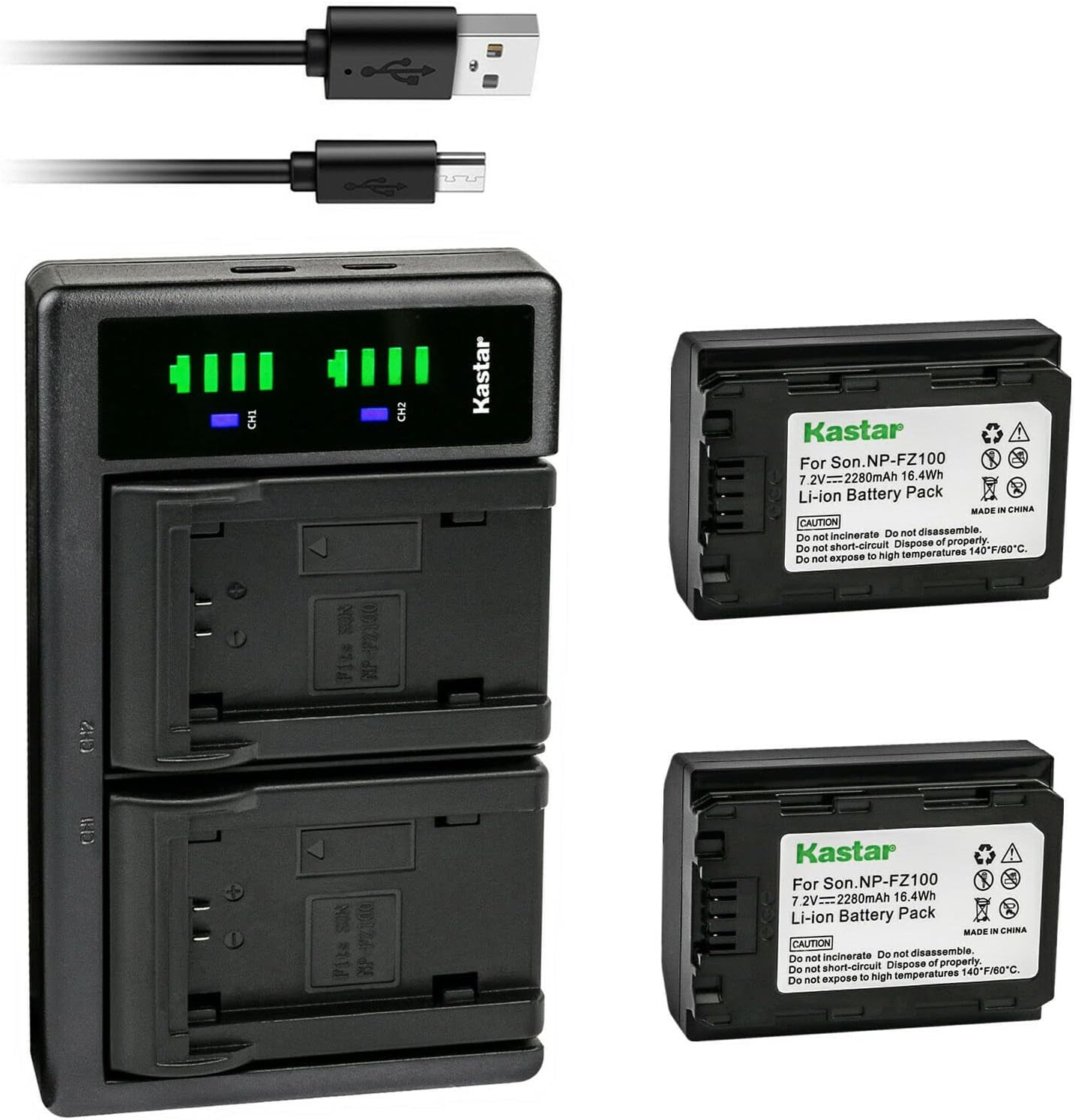Kastar 2-Pack Battery and USB Charger for Sony NP-FZ100 Cameras