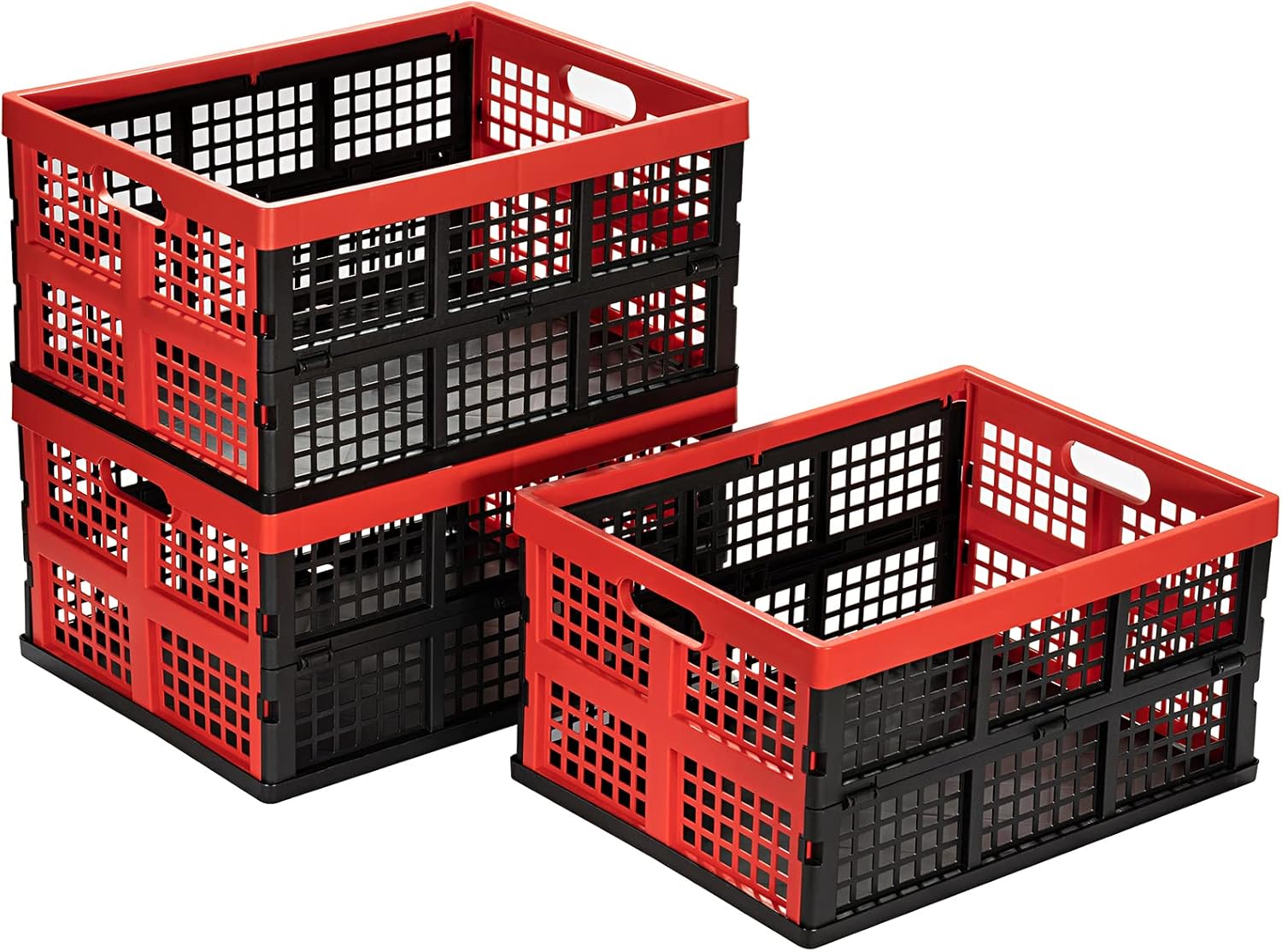 34L Large Plastic Folding Storage Crates for Versatile Use