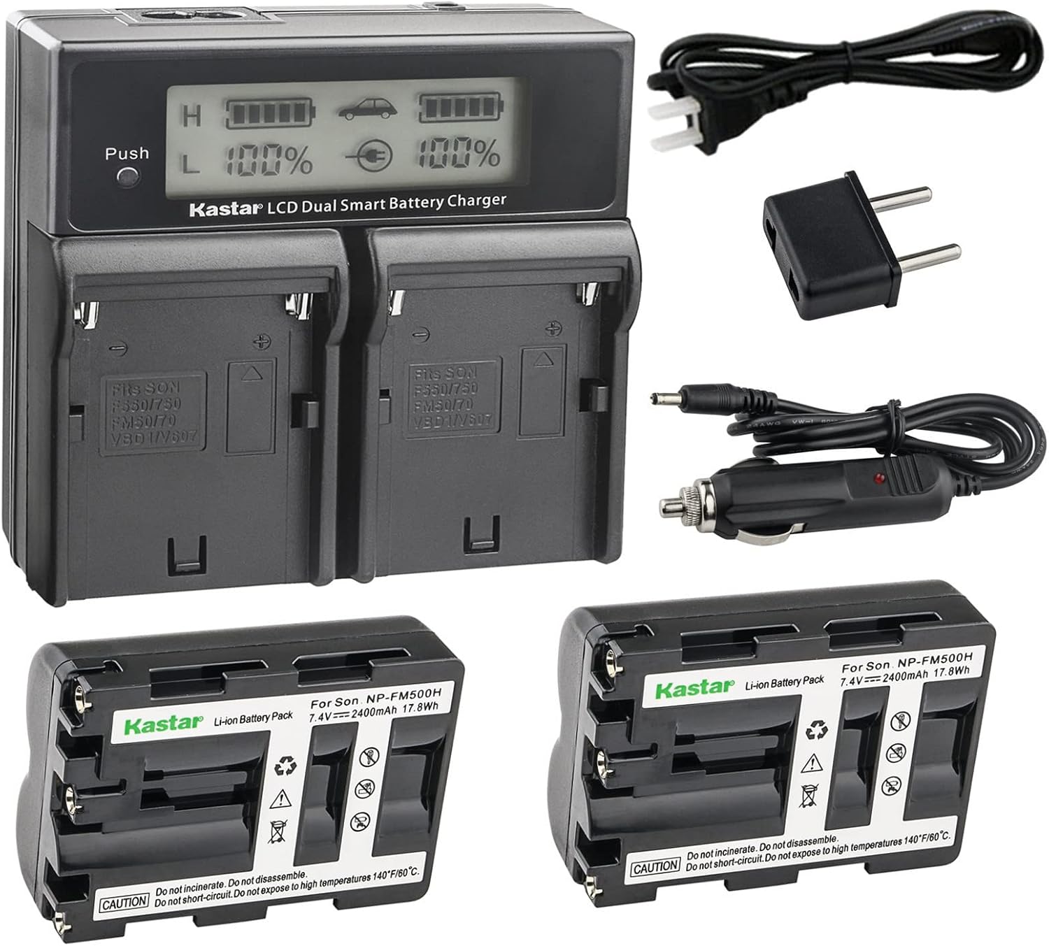 Kastar LCD Dual Smart Fast Charger & 2 Batteries for Sony Cameras