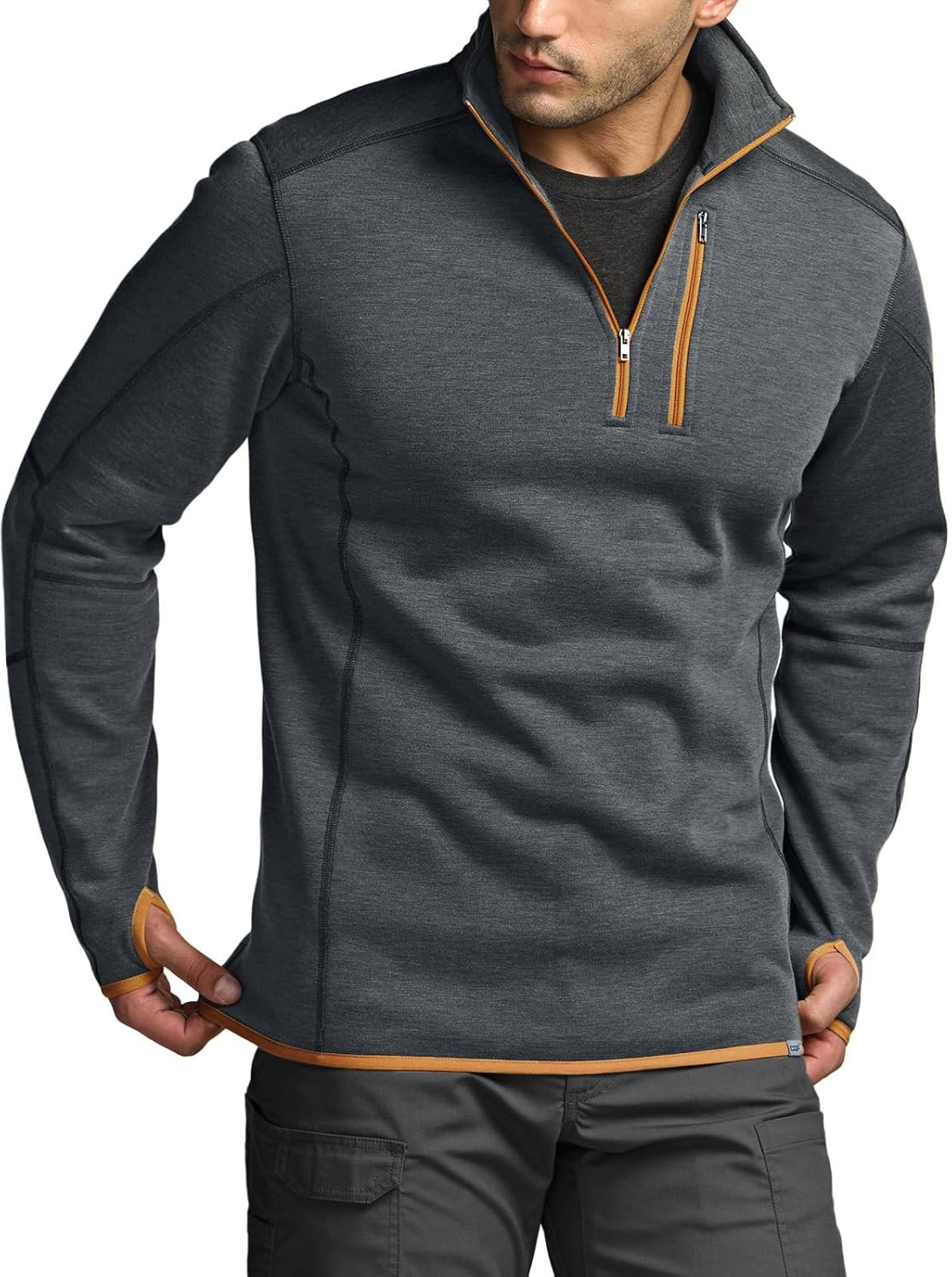 CQR Men's Quarter Zip Utility Fleece Pullover for Outdoor Use