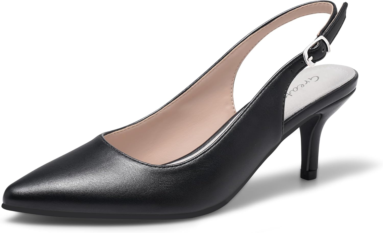 Greatonu Women's Kitten Heels Pointed Toe Slingback Dress Pumps