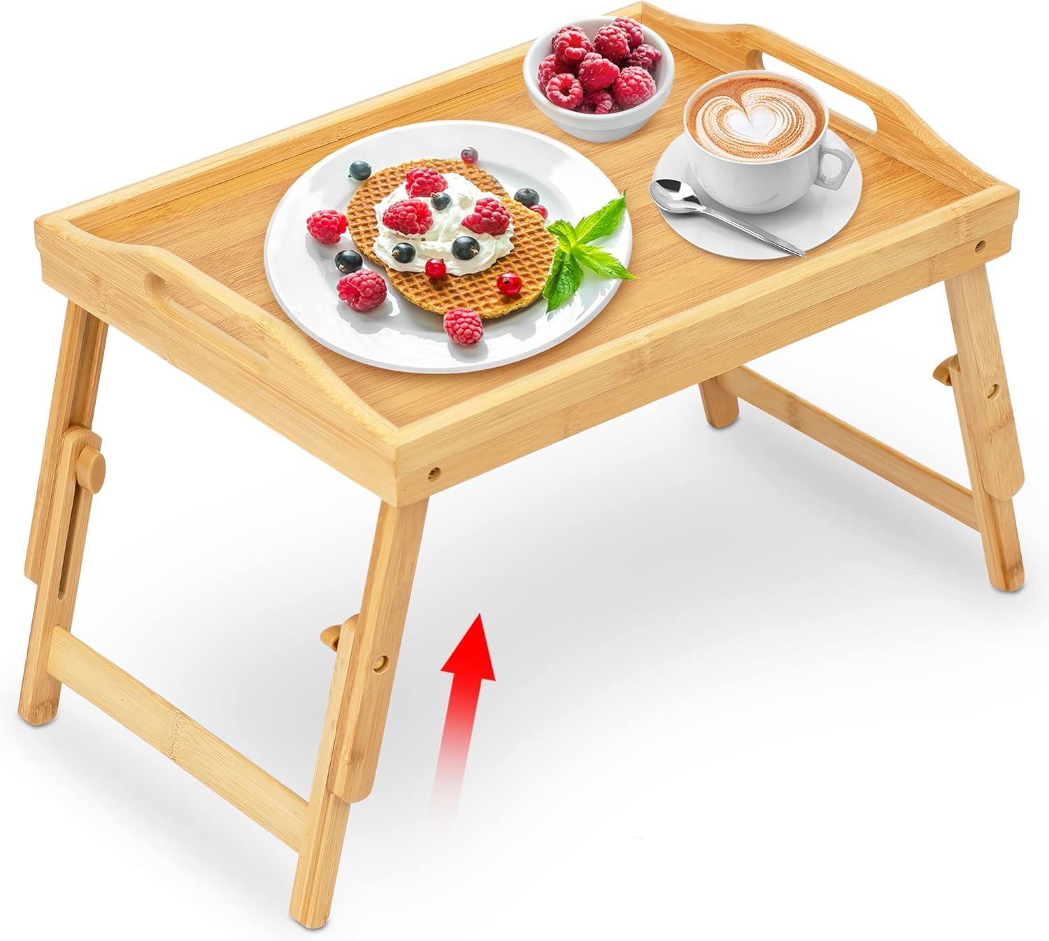 Adjustable Bamboo Bed Tray - Portable Snack Platter