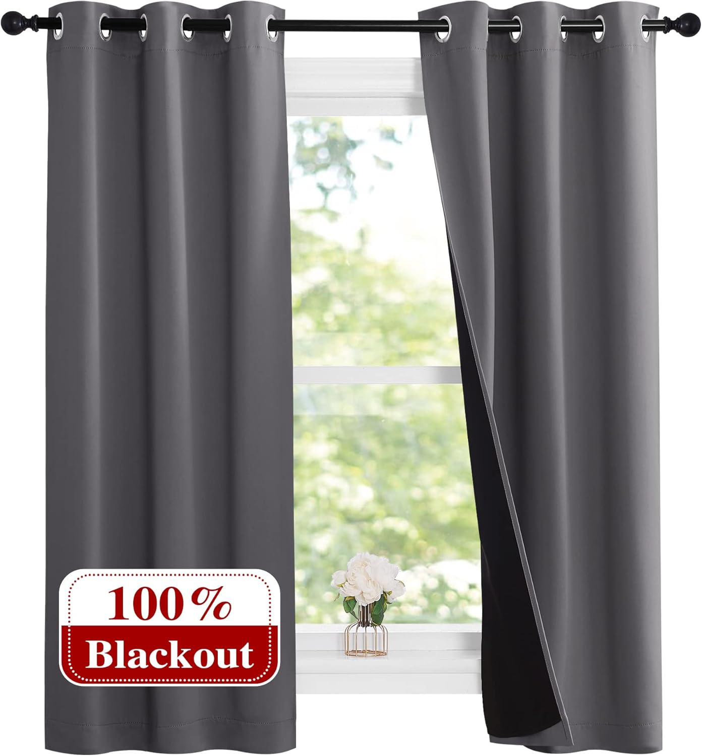 NICETOWN 100% Blackout Short Curtains for Energy Efficiency