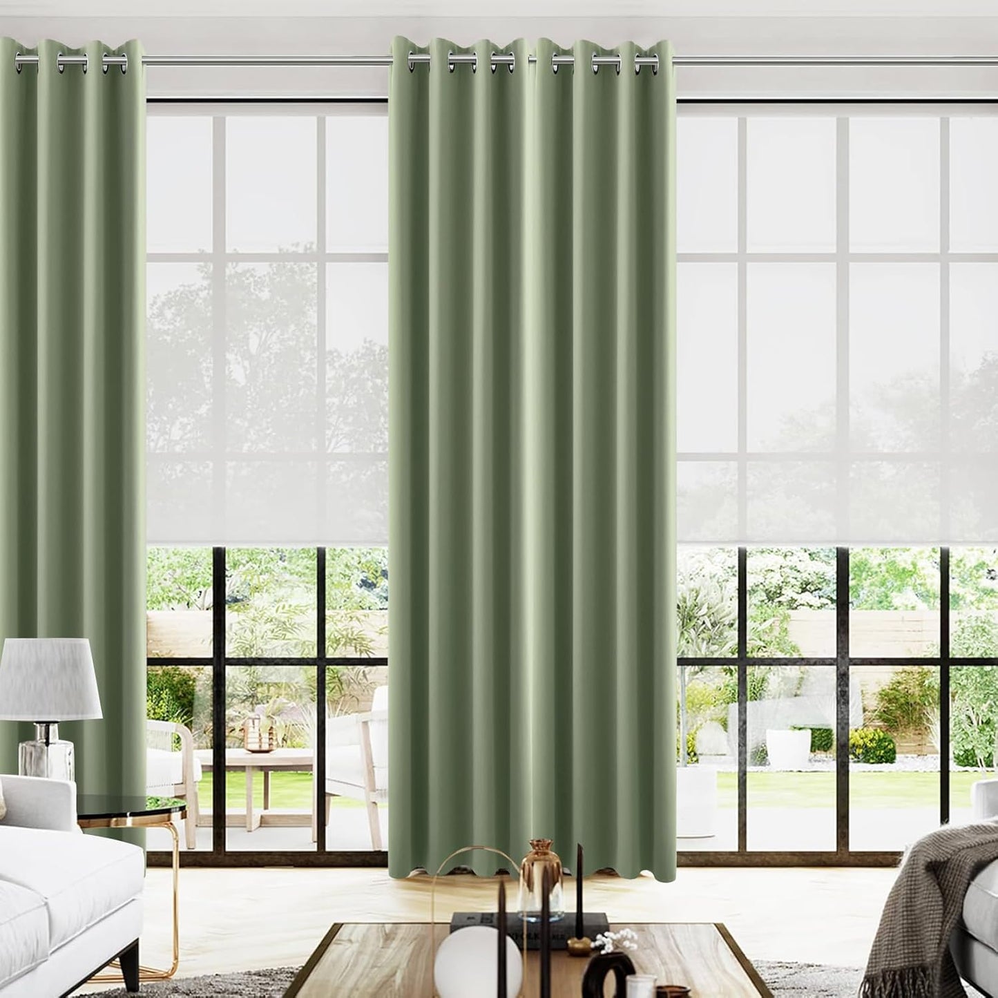 KOUFALL Blackout Sage Green Curtains for Bedroom Living Room