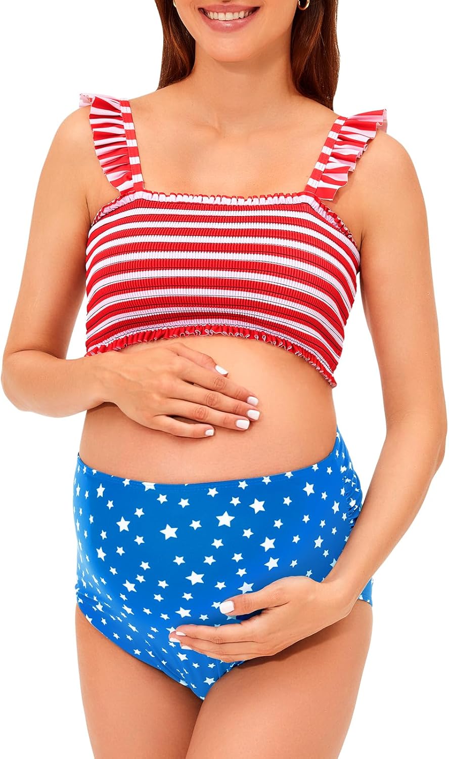 Summer Mae Maternity High Waist Bikini Swimsuit for Moms