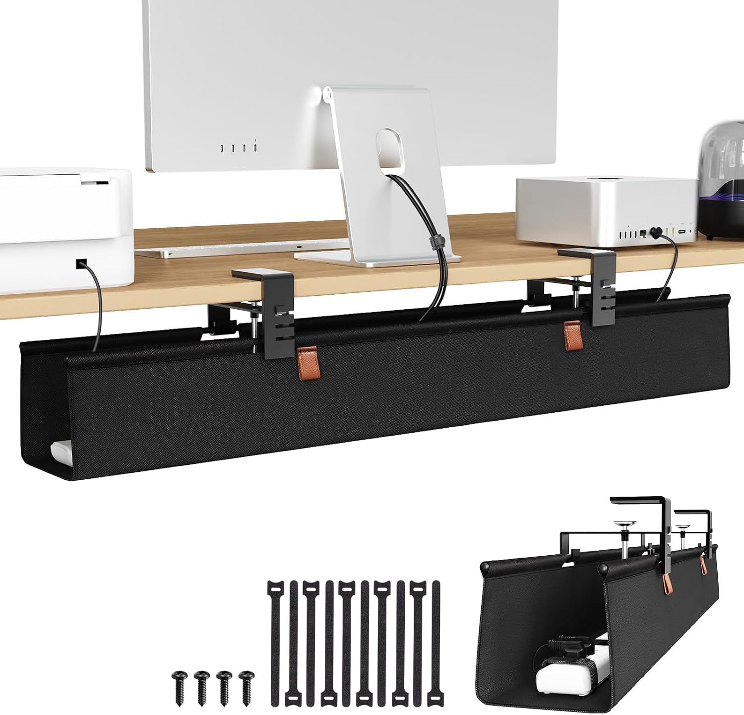 Zilink No Drill Under Desk Cable Tray for Tidy Workspace