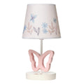 Baby Blooms Pink Butterfly Nursery Lamp with Floral Shade - Cute