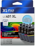 LC401XL Ink Cartridges for Brother Printer - High Yield 4-Pack