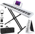 Foldable 88 Key Electronic Keyboard Piano White - Semi-Weighted